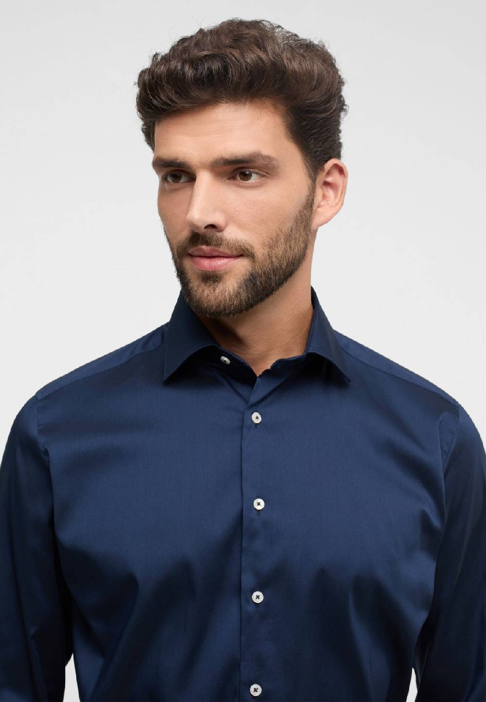 Eterna Camicia blu eterna modern fit tessuto performante