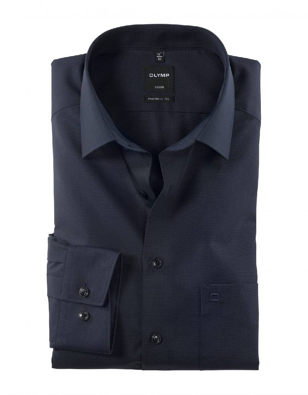 Olymp Camicia blu indigo olymp cotone facile stiro modern fit