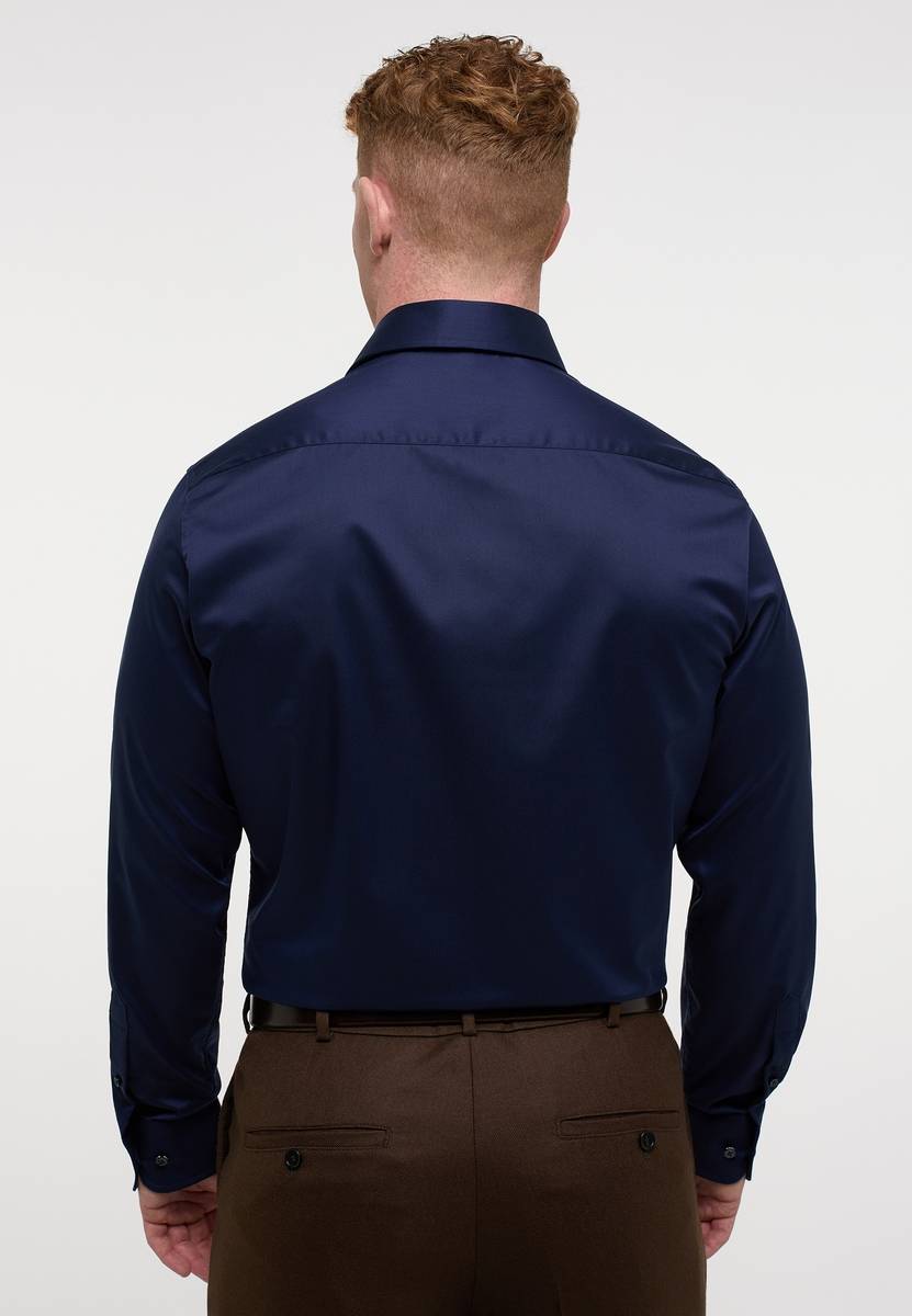Eterna Camicia Blu Scuro Eterna Modern Fit In Cotone Twill No Stiro