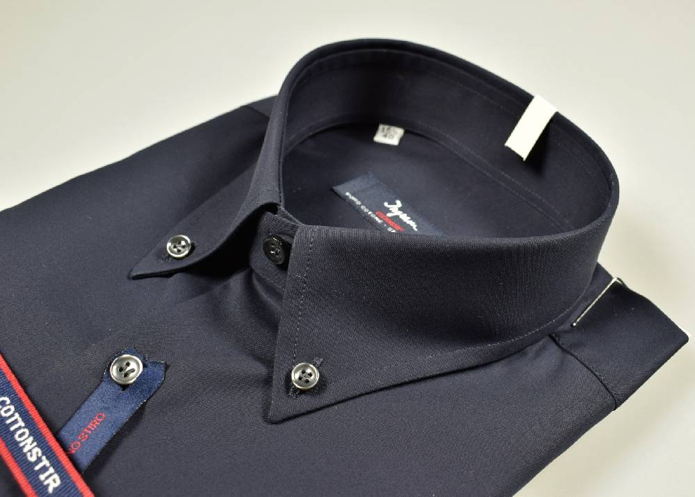 Ingram Camicia Blu Scuro Ingram Cotone No Stiro Collo Button Down