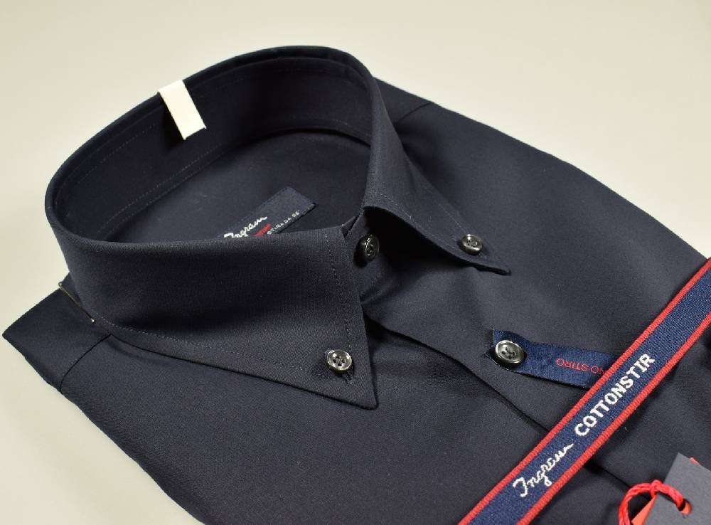 Ingram Camicia blu scuro ingram cotone no stiro collo button down