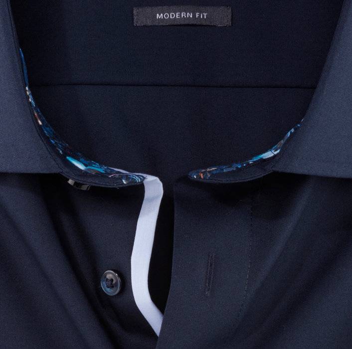 Olymp Camicia Blu Scuro Olymp Luxor Puro Cotone Facile Stiro