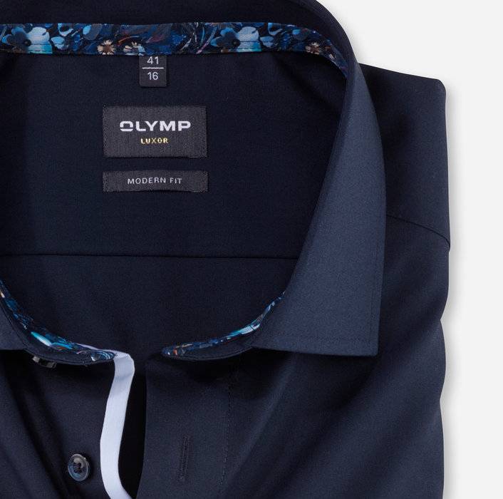 Olymp Camicia Blu Scuro Olymp Luxor Puro Cotone Facile Stiro