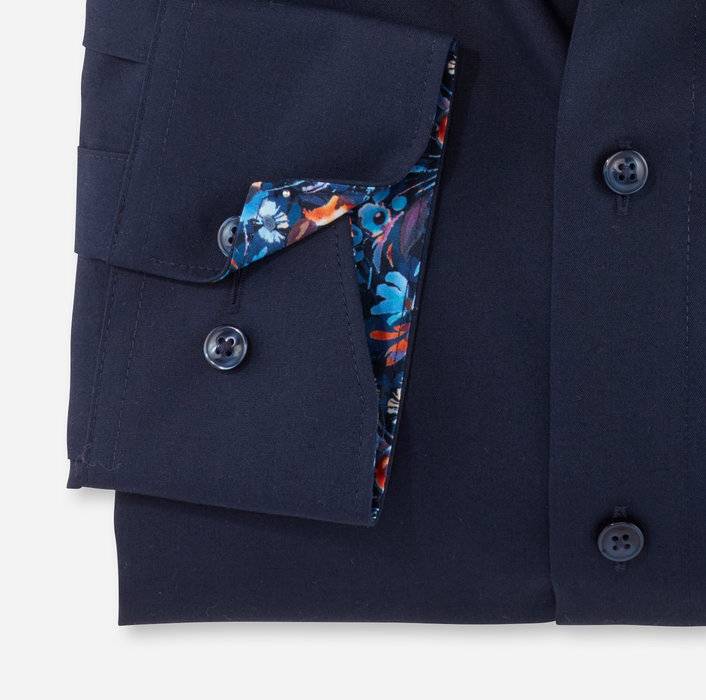 Olymp Camicia Blu Scuro Olymp Luxor Puro Cotone Facile Stiro