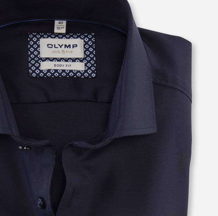 Olymp Camicia Blu Slim Fit In Cotone Stretch Olymp Level Five