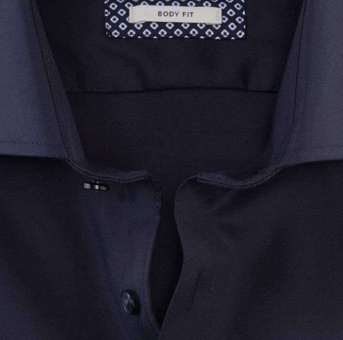 Olymp Camicia Blu Slim Fit In Cotone Stretch Olymp Level Five