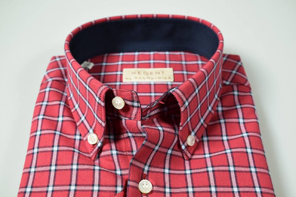 Regent By Pancaldi Camicia Bordeaux A Quadri Pancaldi Collo Button Down Regular Fit