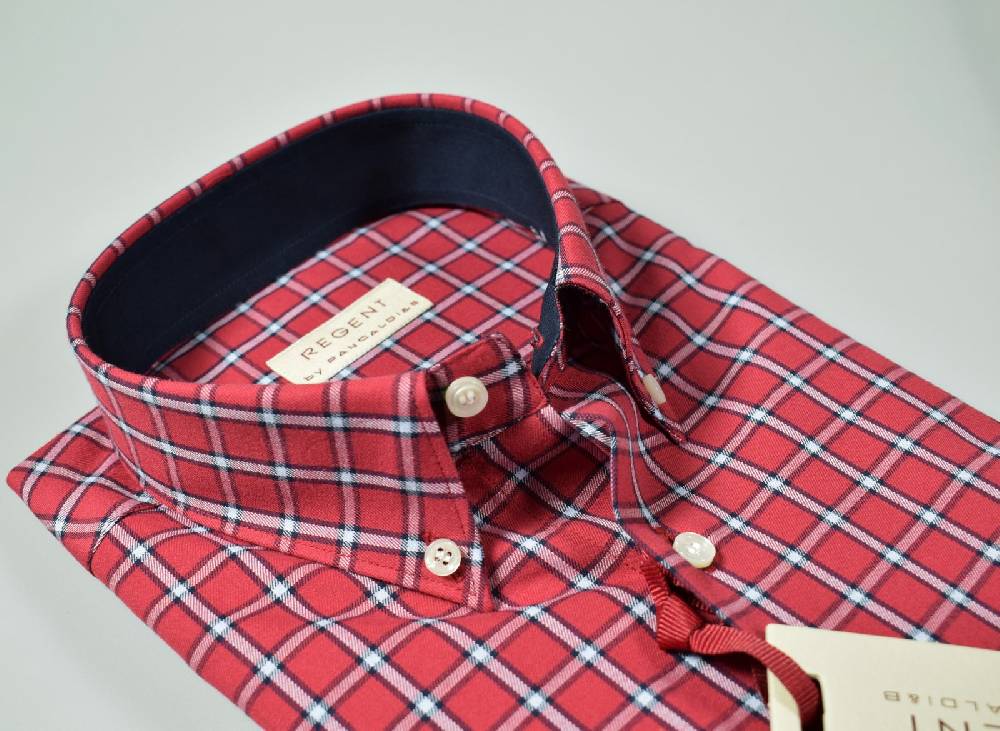 Regent by Pancaldi Camicia bordeaux a quadri pancaldi collo button down regular fit