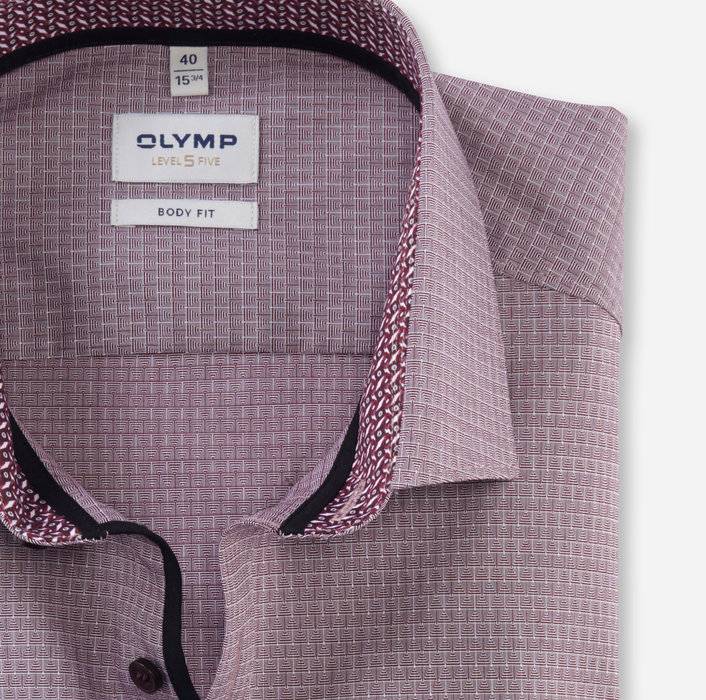Olymp Camicia Bordeaux Olymp Level Five Slim Fit Cotone Stretch