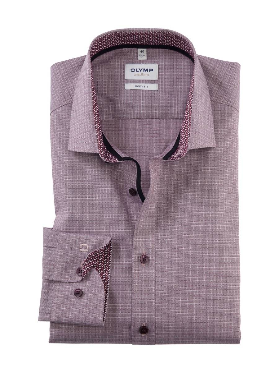 Olymp Camicia bordeaux olymp level five slim fit cotone stretch