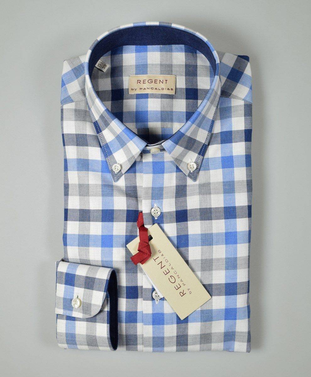 Regent By Pancaldi Camicia Button Down A Quadri Pancaldi In Flanella Regular Fit