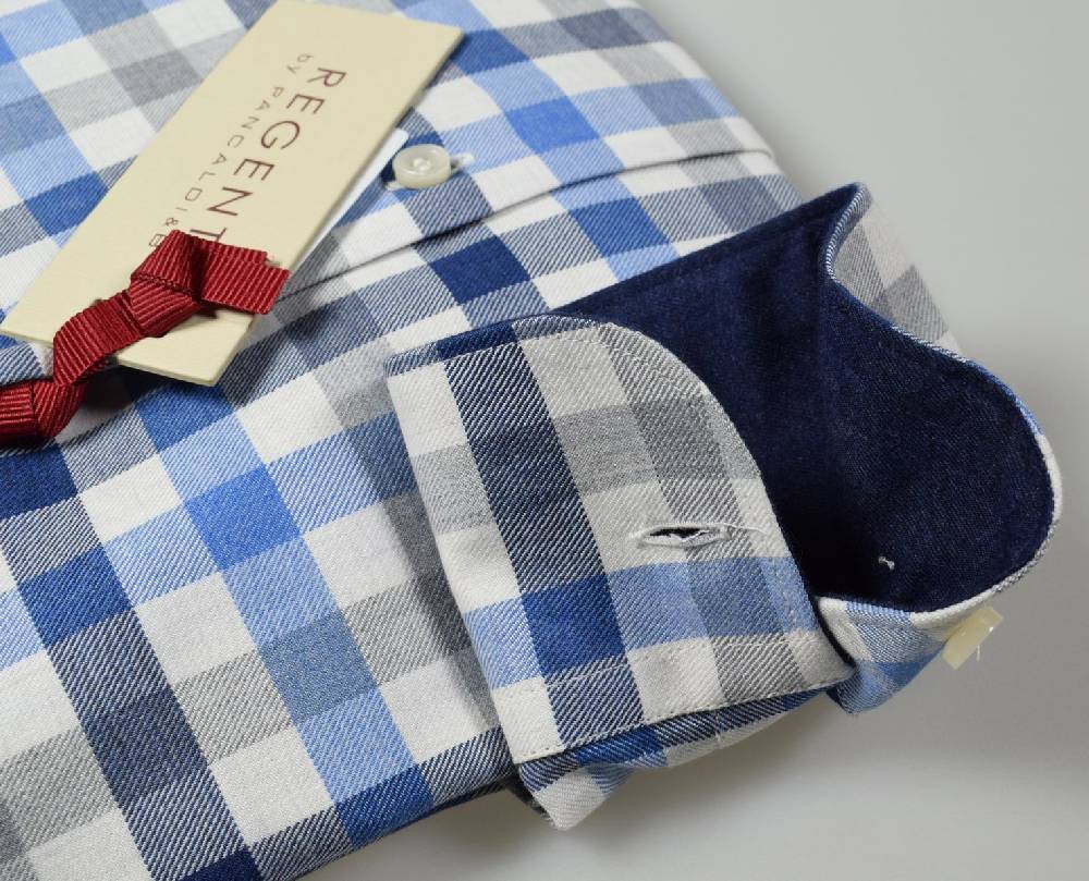 Regent By Pancaldi Camicia Button Down A Quadri Pancaldi In Flanella Regular Fit