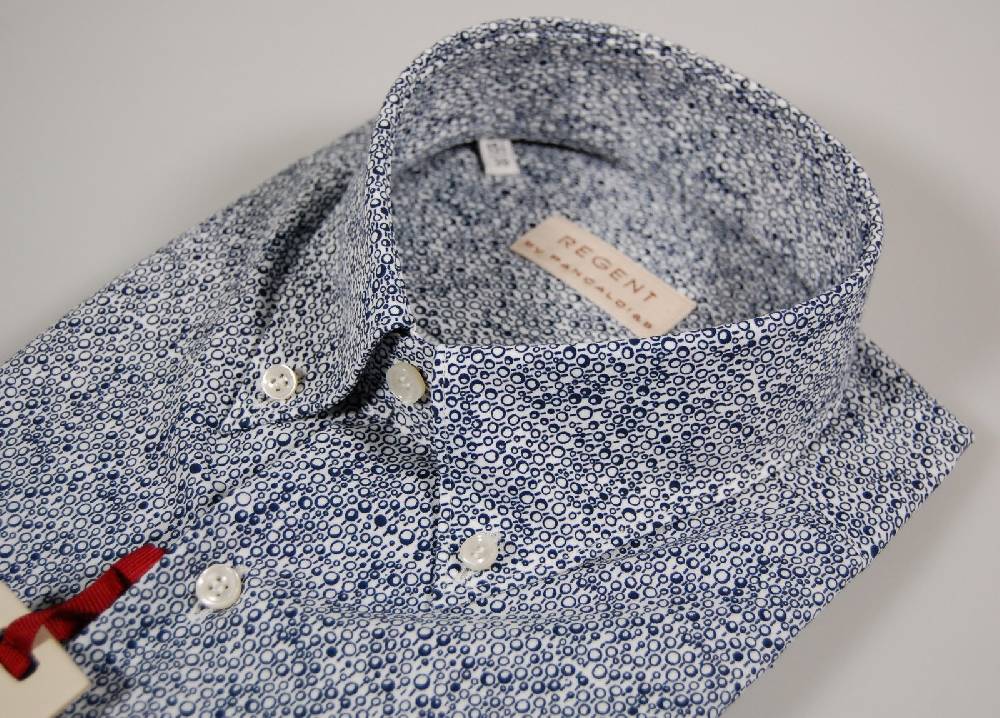 Regent By Pancaldi Camicia Button Down Con Taschino A Pois Irregolari