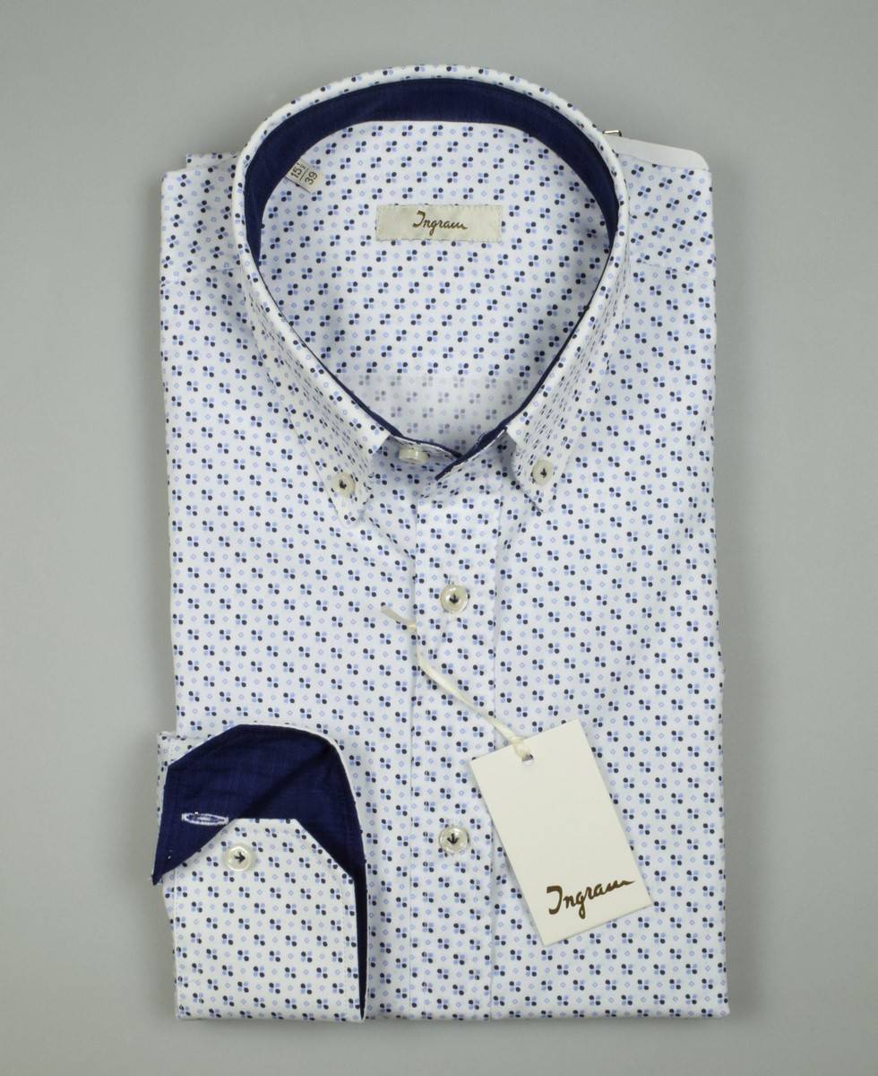 Ingram Camicia Button Down Ingram In Cotone Stampato Regular Fit