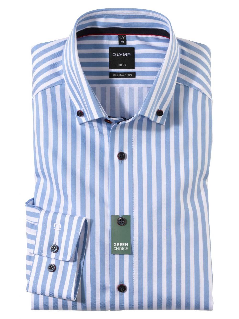 Olymp Camicia Button Down Olymp Modern Fit A Righe Celeste