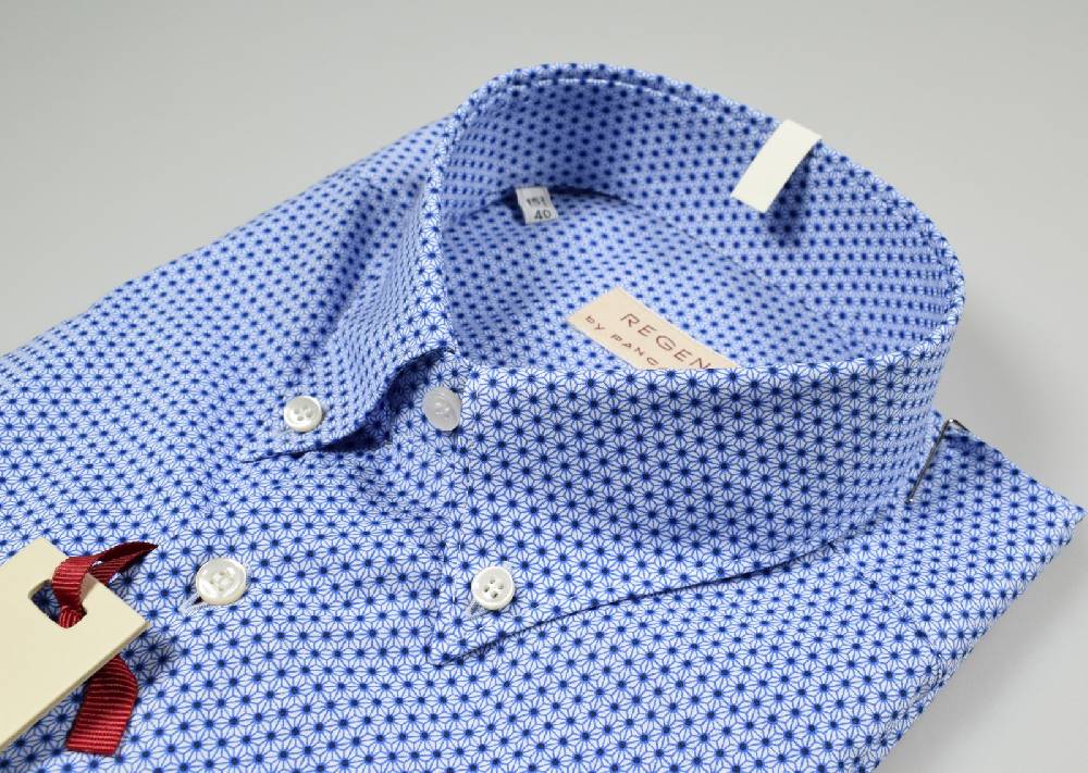 Regent by Pancaldi Camicia button down pancaldi azzurra micro stampa regular fit