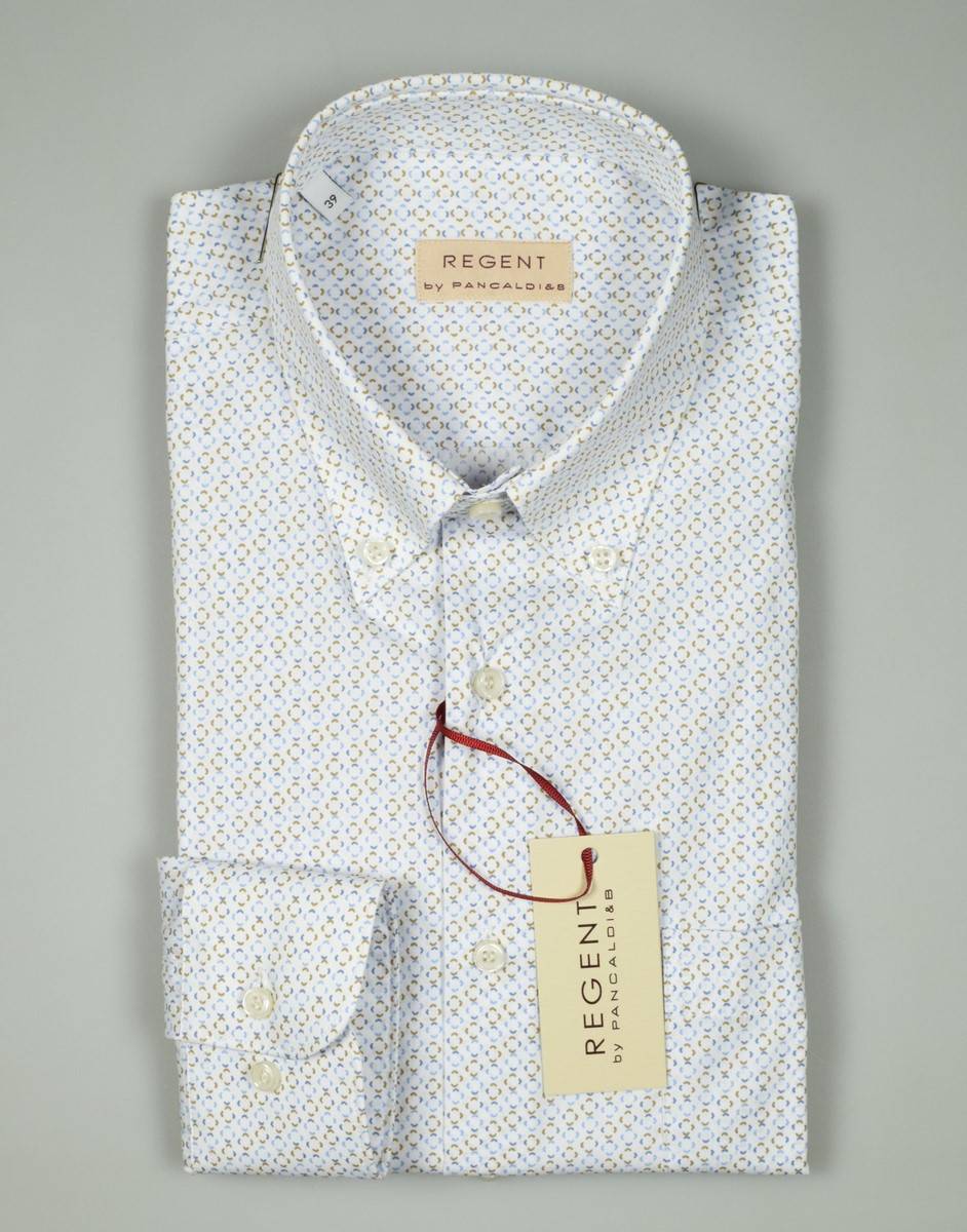 Regent By Pancaldi Camicia Button Down Pancaldi Regular Fit In Cotone Stampato