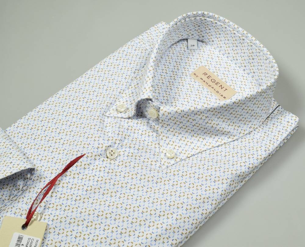 Regent By Pancaldi Camicia Button Down Pancaldi Regular Fit In Cotone Stampato