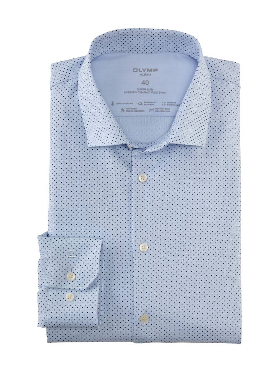 Olymp Camicia celeste a pois in jersey super slim fit