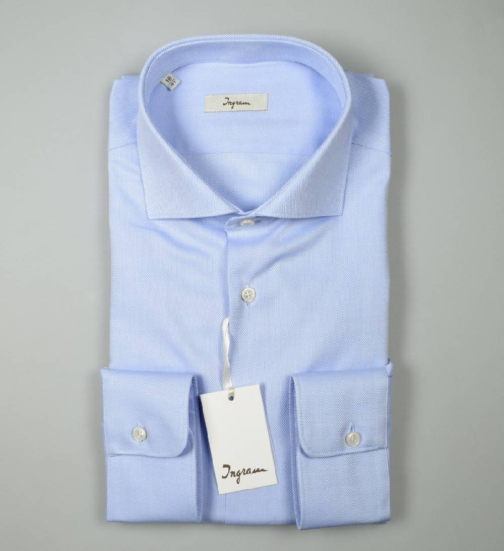 Ingram Camicia Celeste Chiaro Slim Fit Ingram Cotone Oxford