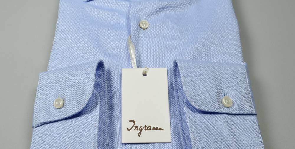 Ingram Camicia Celeste Chiaro Slim Fit Ingram Cotone Oxford