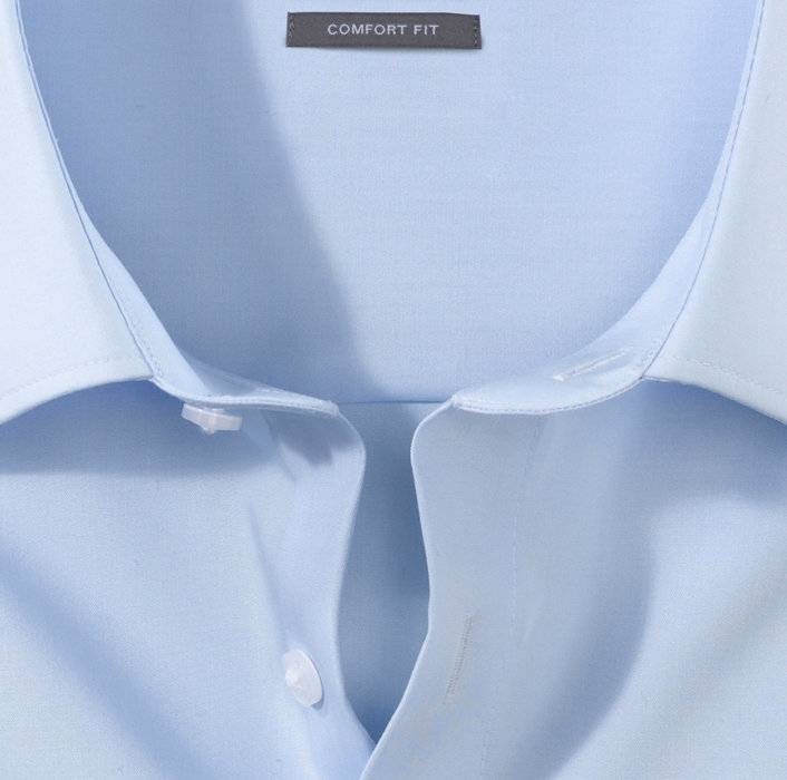 Olymp Camicia Celeste Comfort Fit Olymp Luxor Puro Cotone Facile Stiro