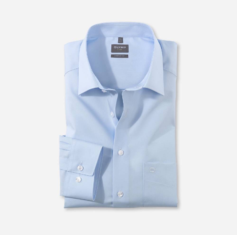 Olymp Camicia celeste comfort fit olymp luxor puro cotone facile stiro