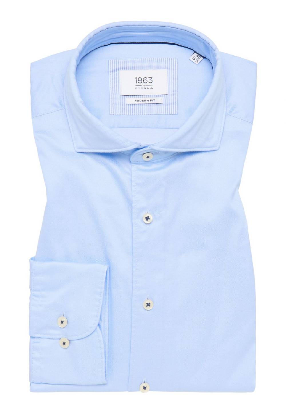 Eterna Camicia celeste eterna cotone twill ritorto modern fit