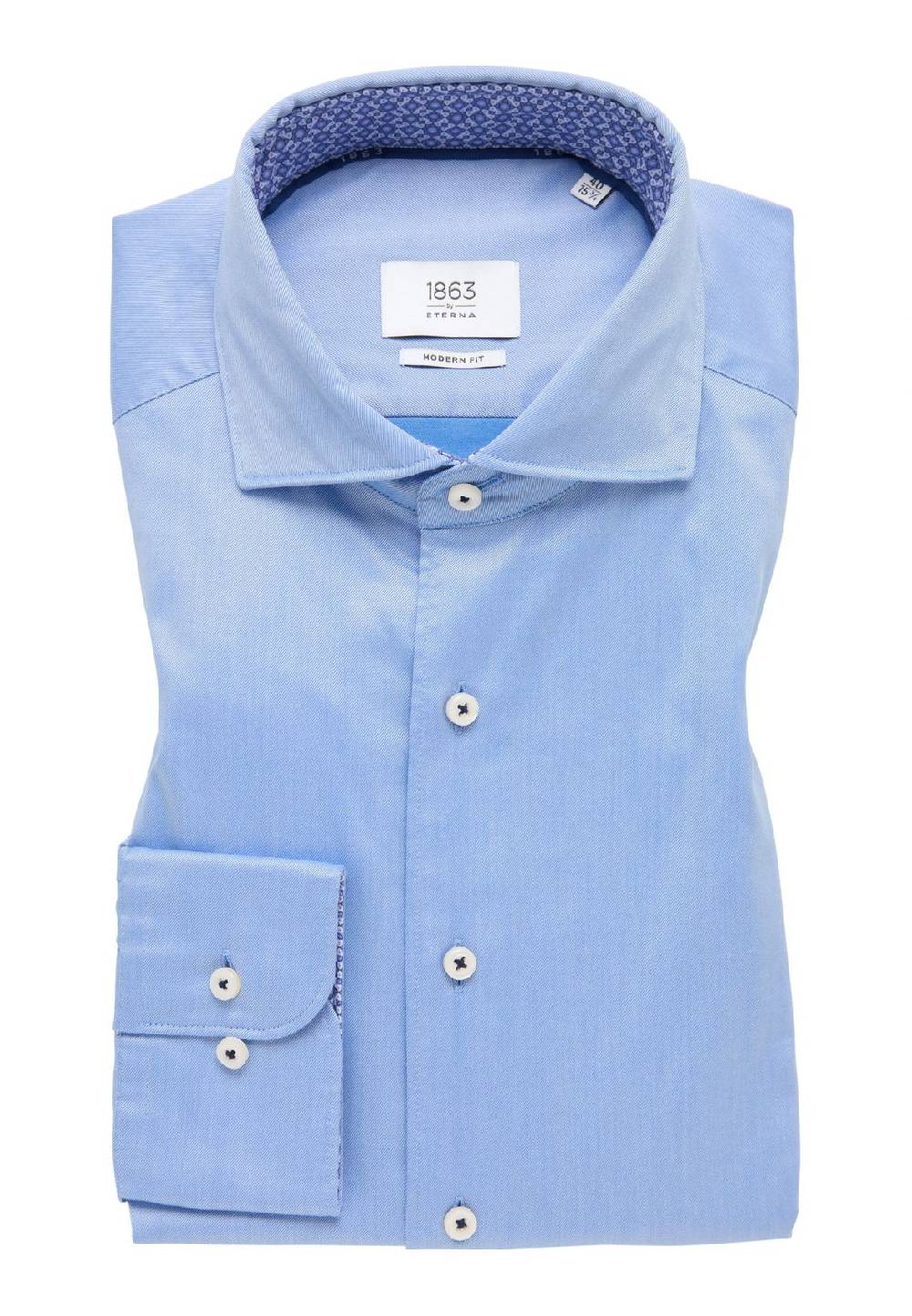 Eterna Camicia celeste eterna cotone twill ritorto modern fit interno in contrasto