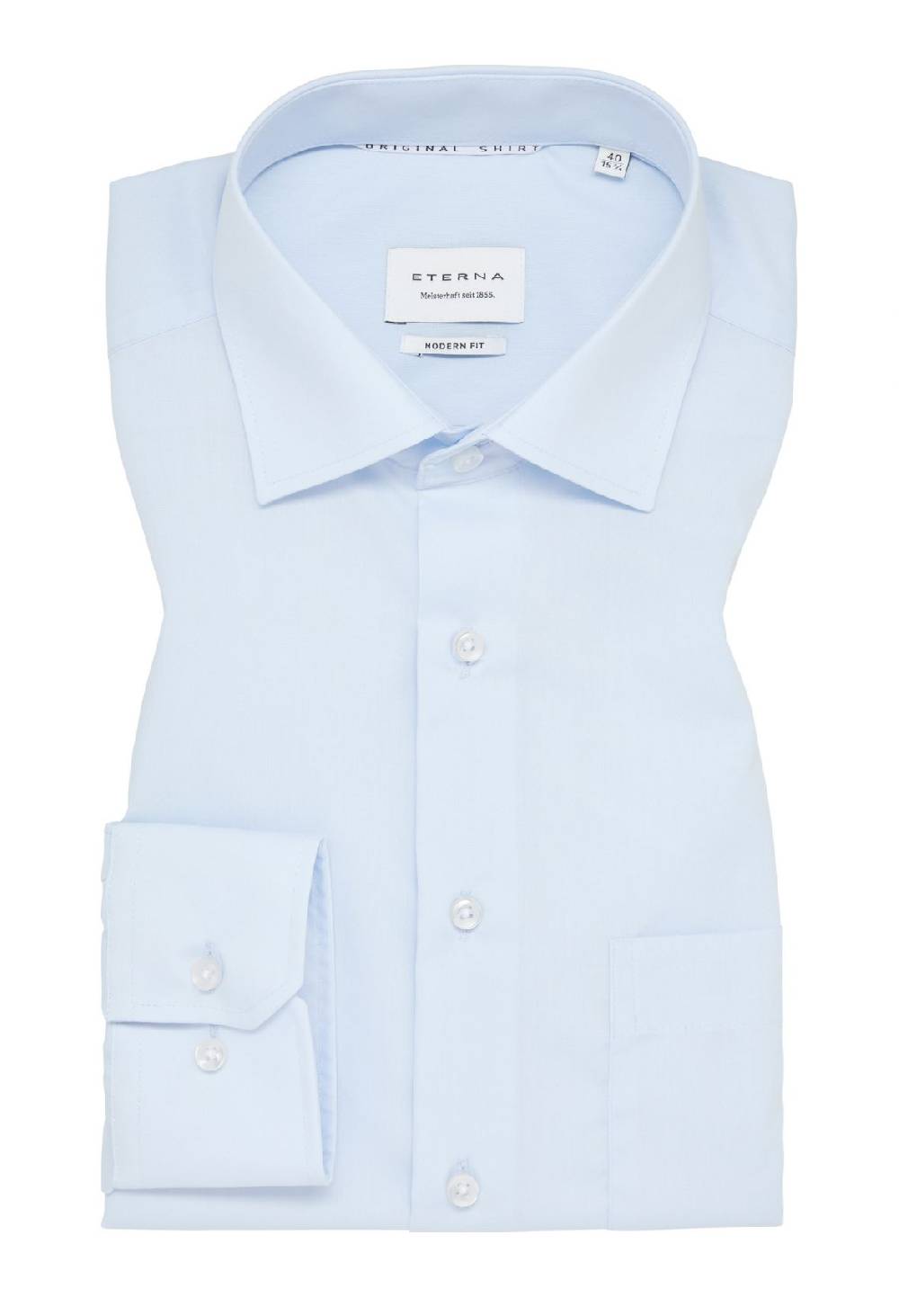 Eterna Camicia Celeste Eterna Modern Fit In Popeline No Stiro