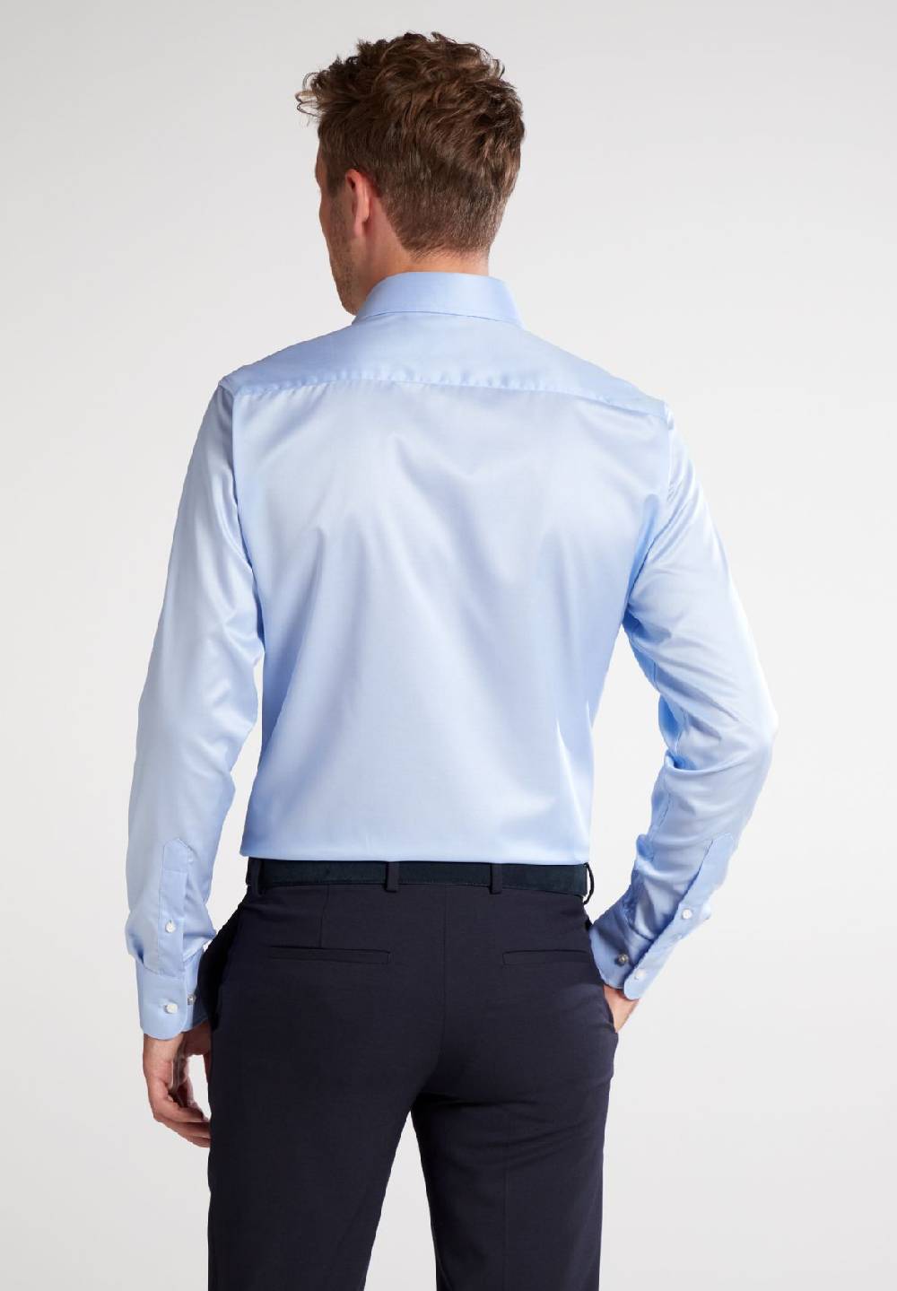 Eterna Camicia Celeste Eterna Slim Fit In Cotone Twill No Stiro