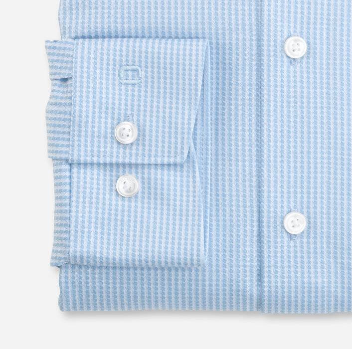 Olymp Camicia Celeste Micro Disegno Modern Fit In Jersey