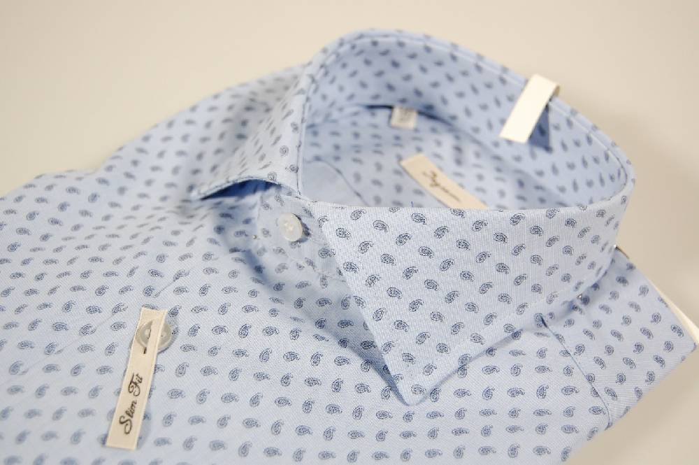 Ingram Camicia Celeste Micro Fantasia Ingram Vestibilità Slim Fit