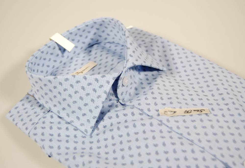 Ingram Camicia celeste micro fantasia ingram vestibilità slim fit