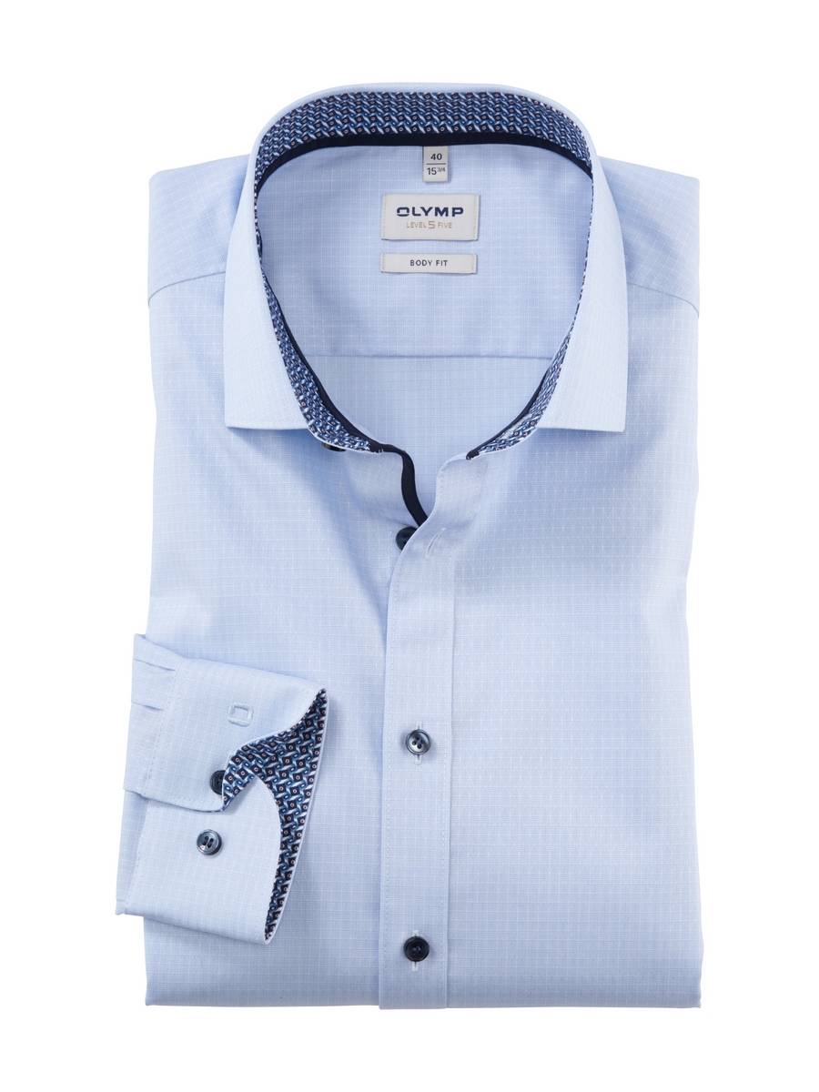 Olymp Camicia Celeste Olymp Level Five Slim Fit Cotone Stretch