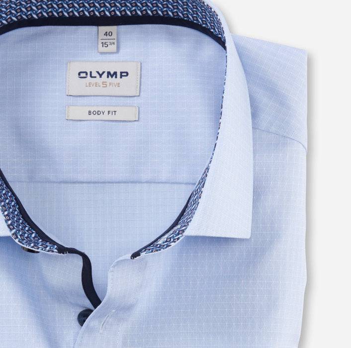 Olymp Camicia Celeste Olymp Level Five Slim Fit Cotone Stretch