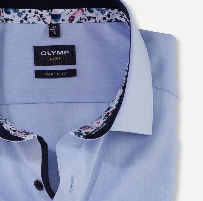 Olymp Camicia Celeste Olymp Luxor Puro Cotone Facile Stiro