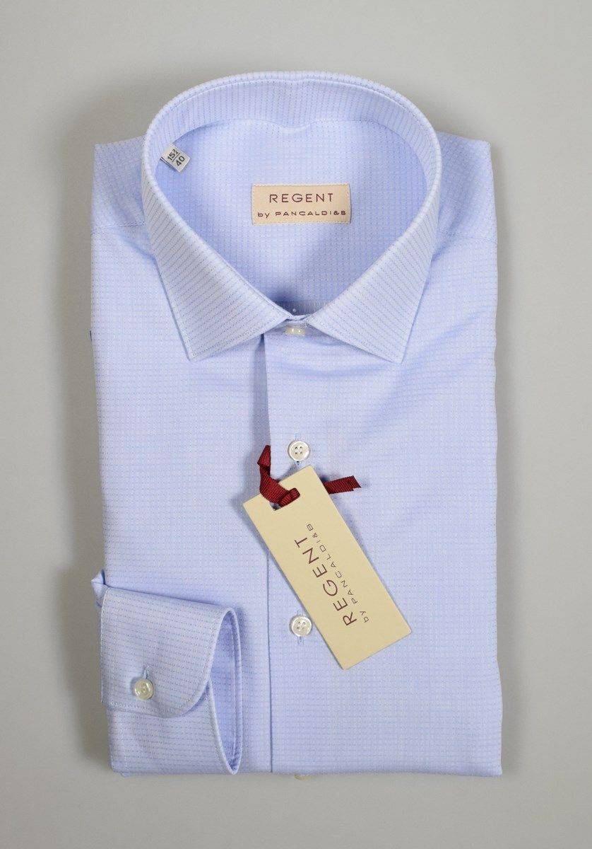 Regent By Pancaldi Camicia Classica Celeste Pancaldi Regular Fit Collo Italiano