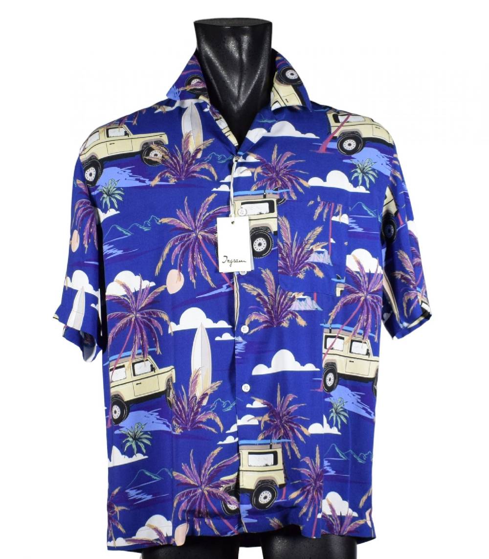 Camicia collo bowling ingram fantasia hawaiana