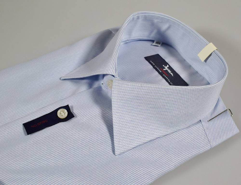 Ingram Camicia Cottonstir Ingram Mille Righe Celeste