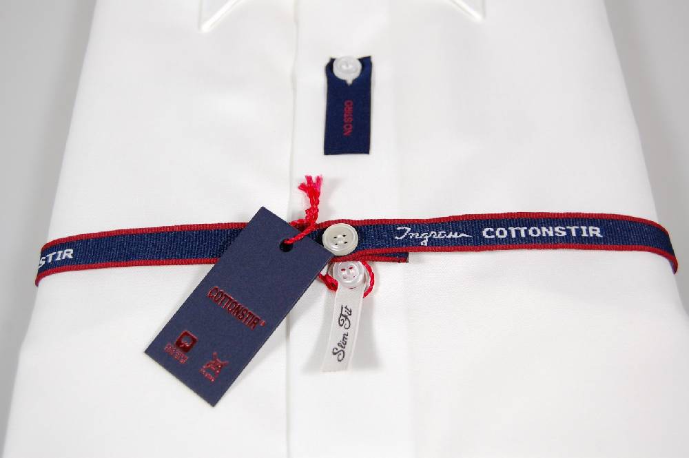Ingram Camicia Cottonstir Slim Fit Ingram Bianca Cotone Twill