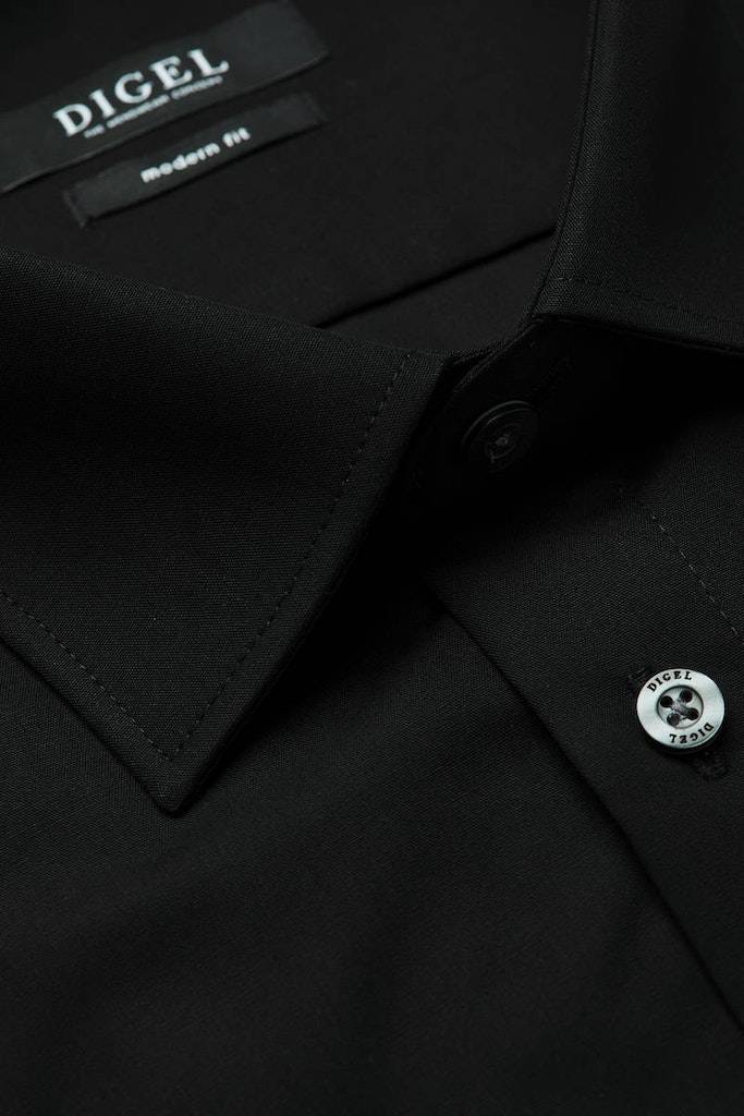 Digel Camicia Digel Nera Regular Fit Puro Cotone No Stiro