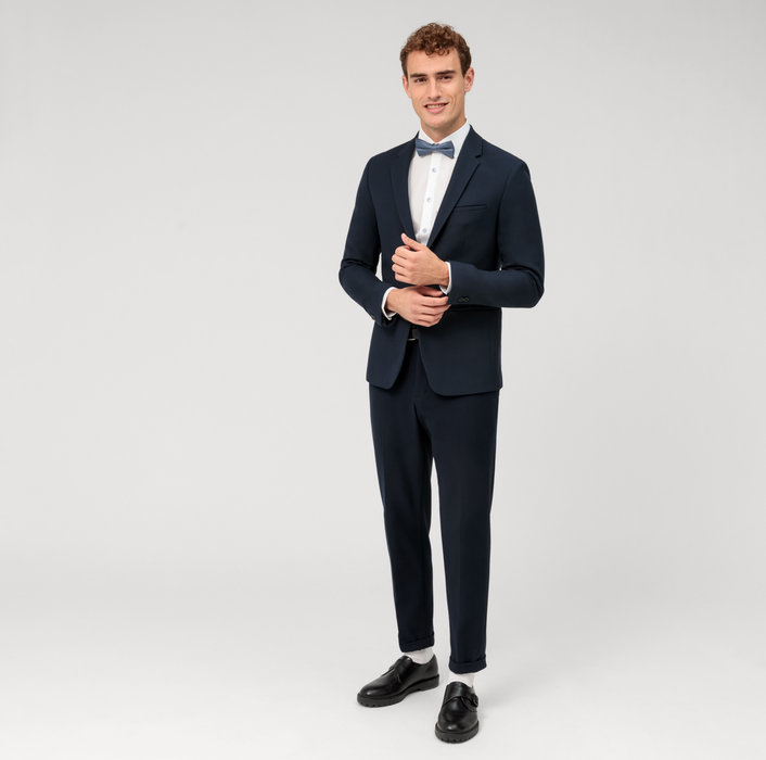 Olymp Camicia Elegante Bianca Olymp Slim Fit Con Bottoni Azzurro