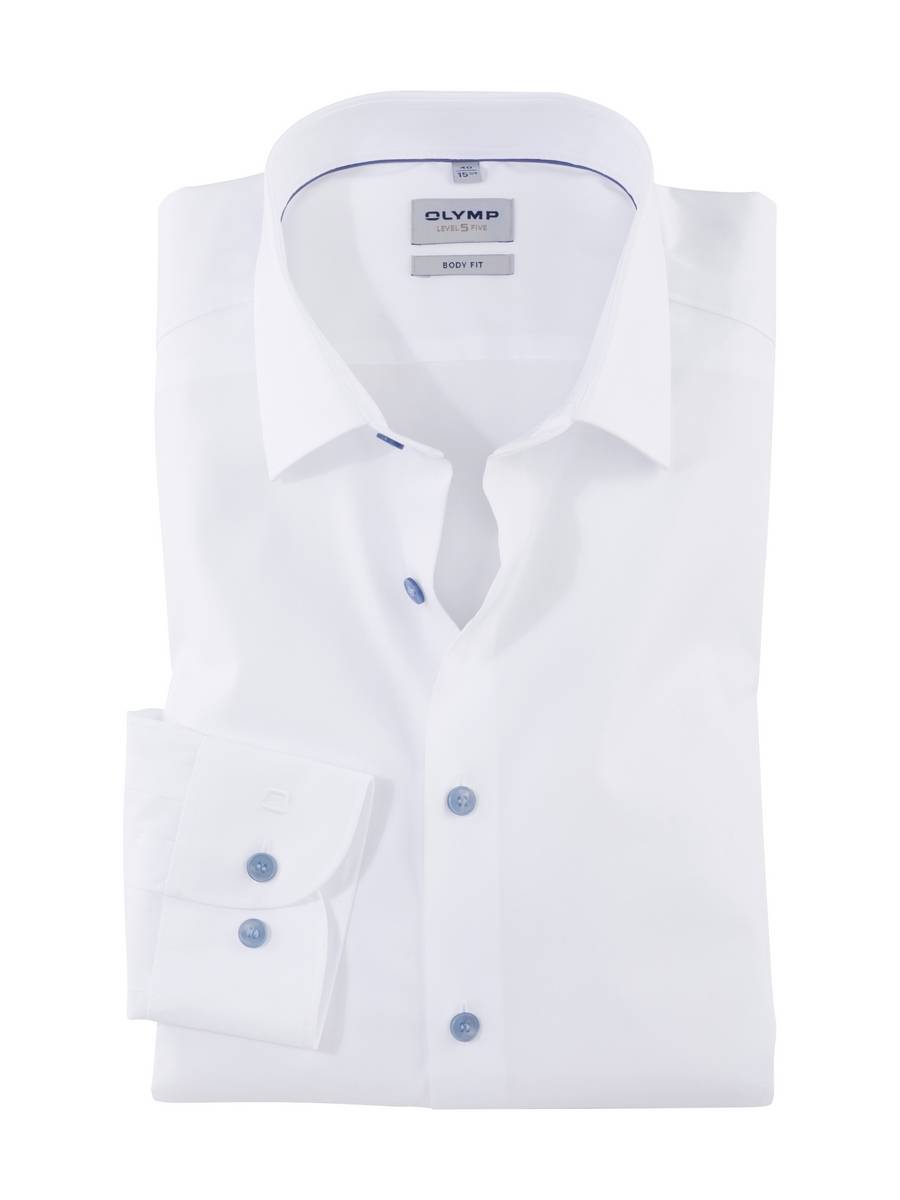 Olymp Camicia elegante bianca olymp slim fit con bottoni azzurro