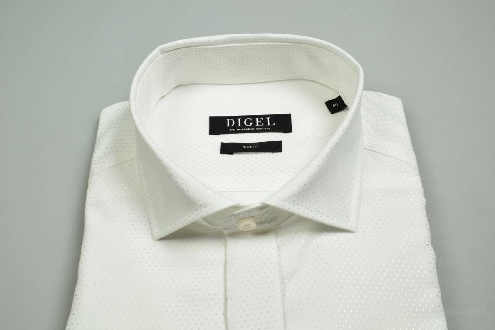 Digel Camicia Elegante Ecru Digel Con Polso Doppio Per Gemelli Slim Fit