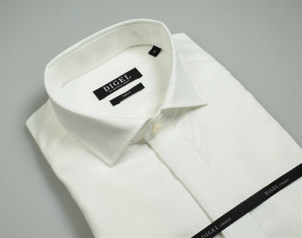 Digel Camicia Elegante Ecru Digel Con Polso Doppio Per Gemelli Slim Fit