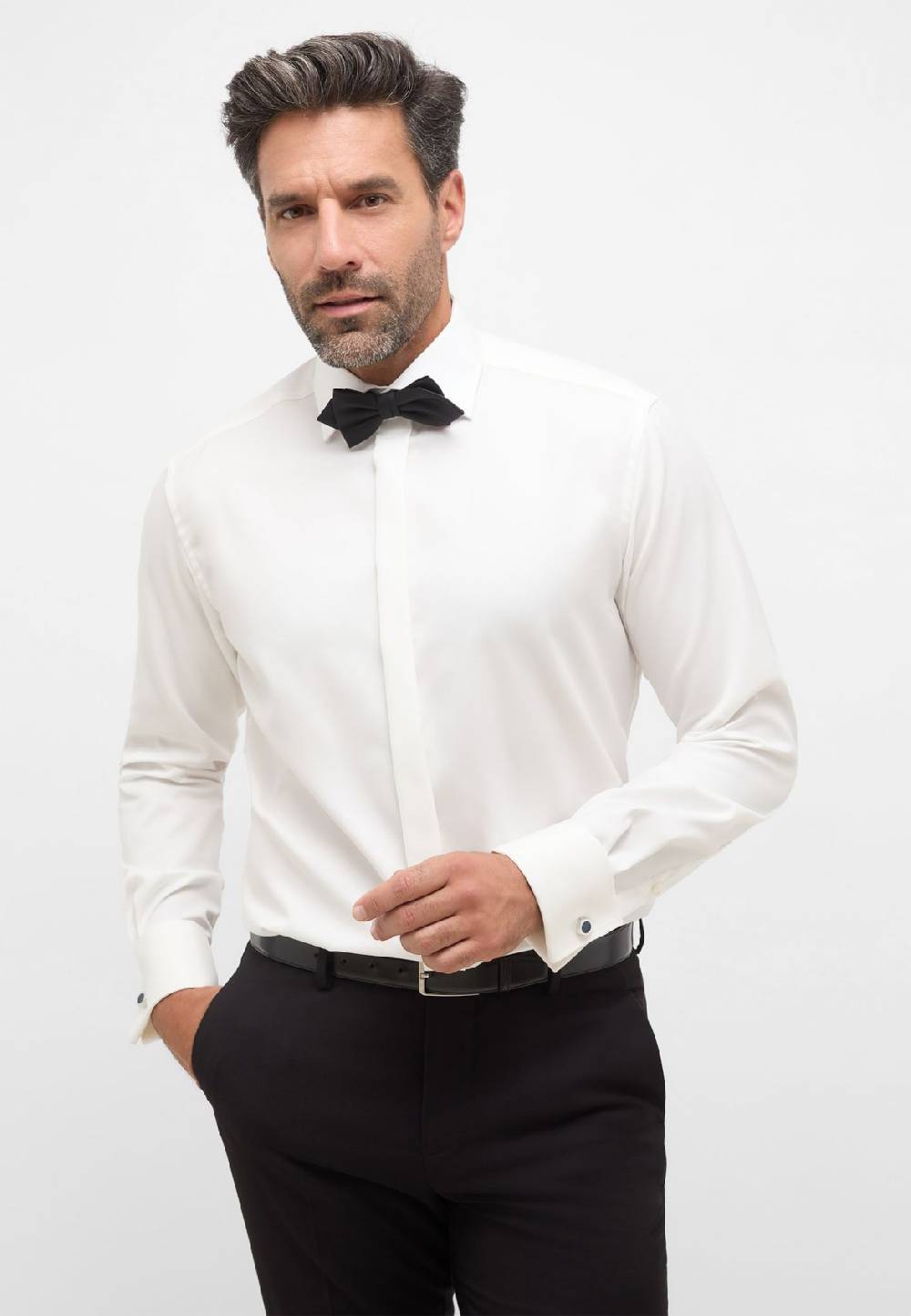 Eterna Camicia elegante eterna beige modern fit polso doppio abbottonatura coperta