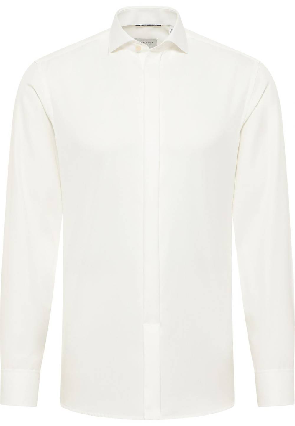 Eterna Camicia Elegante Eterna Beige Slim Fit Polso Doppio Abbottonatura Coperta