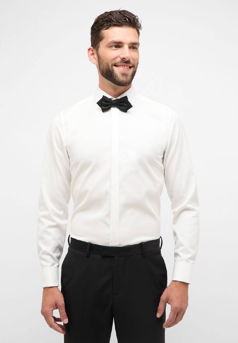 Eterna Camicia elegante eterna beige slim fit polso doppio abbottonatura coperta