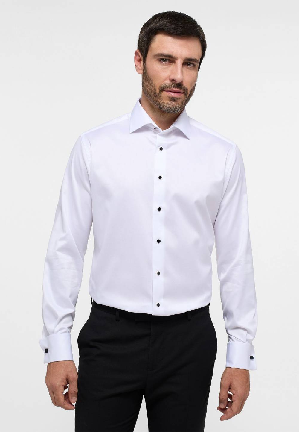 Eterna Camicia elegante eterna bianca modern fit con polso doppio